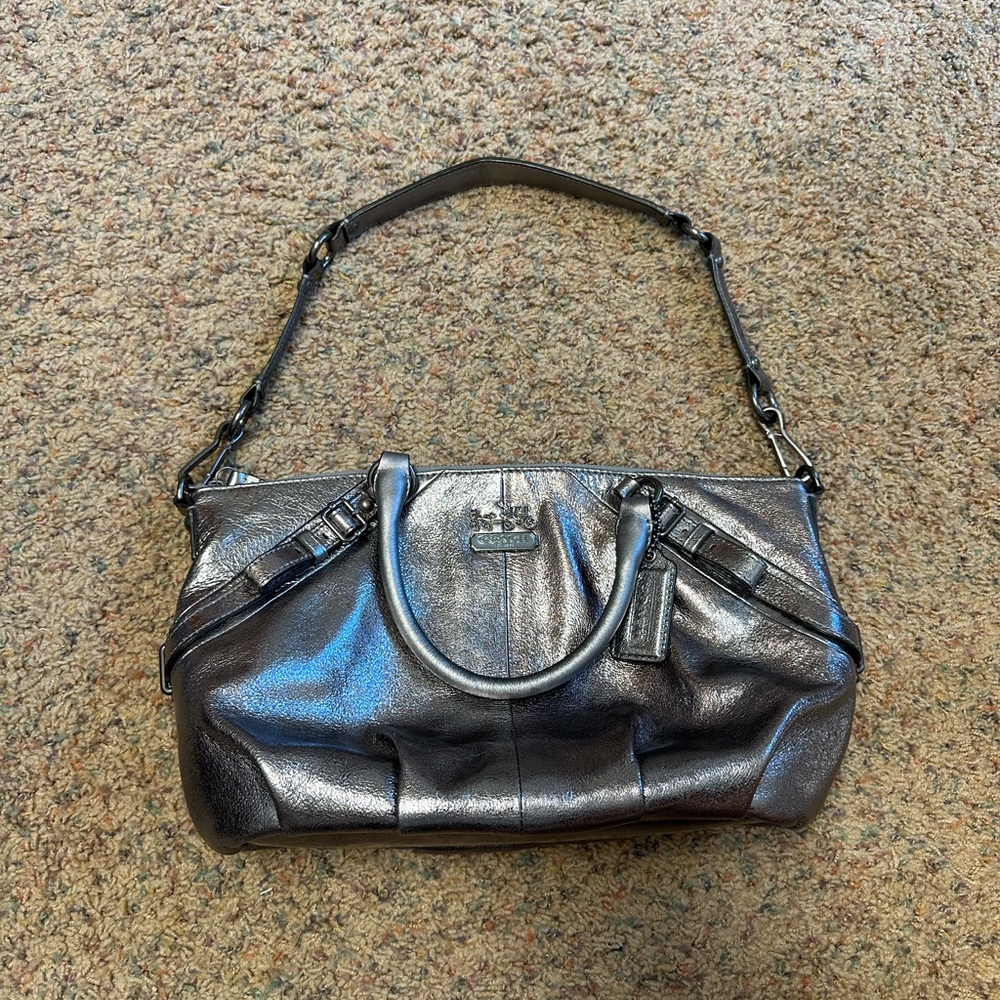 Metallic Silver Coach Purse